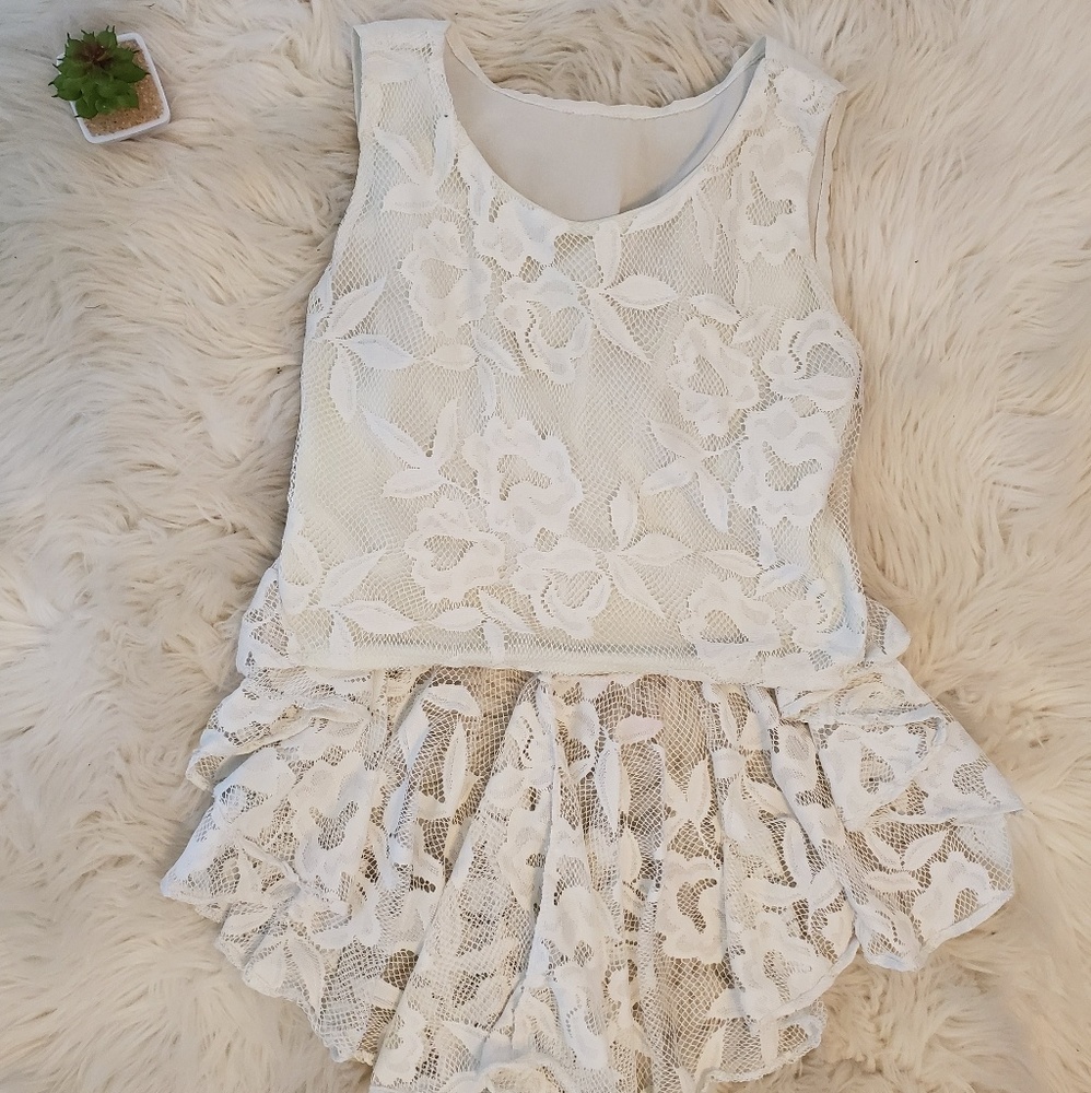 High low lace crop dress shirt